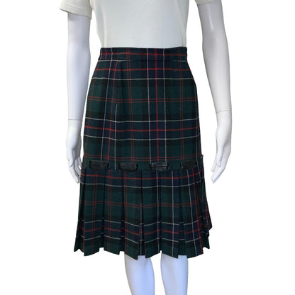 VTG LUISA SPAGNOLI GREEN RED WHITE BLUE TARTAN PLAID MIDI KILT SKIRT X-SMALL