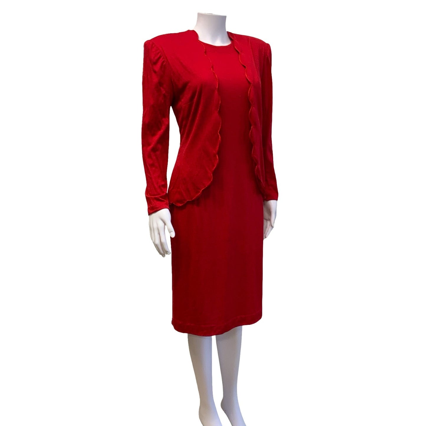 VTG 80S LUISA SPAGNOLI RED ITALIAN DESIGNER MIDI SHEATH DRESS UK 10 12