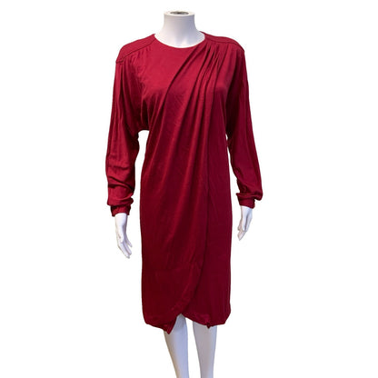 VTG 80S LUISA SPAGNOLI RED DRAPE ITALIAN MIDI DESIGNER DRESS MEDIUM