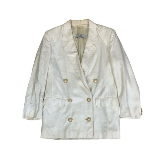 VTG MARELLA DESIGNER CREAM DOUBLE BREASTED ITALIAN TALL BLAZER JACKET UK 14