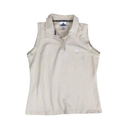 VTG 90S ADIDAS CREAM BEIGE GOLF POLO VEST SHIRT SMALL