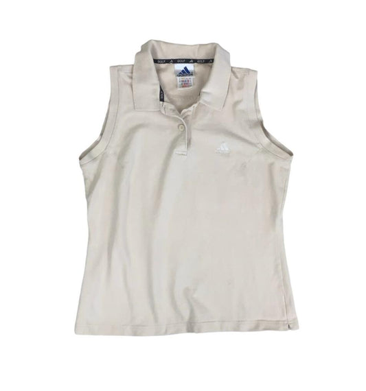 VTG 90S ADIDAS CREAM BEIGE GOLF POLO VEST SHIRT SMALL