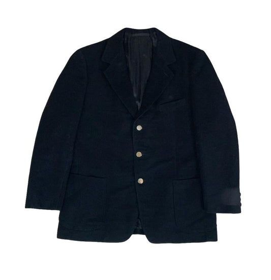 VTG MENS BURBERRY LONDON DESIGNER BLACK BLAZER COAT X-LARGE