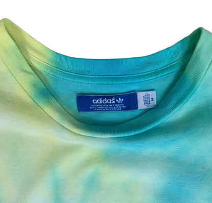 ADIDAS TIE DYE BLUE YELLOW GREEN GRAPHIC TEE SMALL