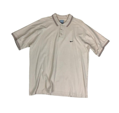 VTG 2000s NIKE BEIGE TAN CASUAL TWIN TIPPED POLO T-SHIRT XL
