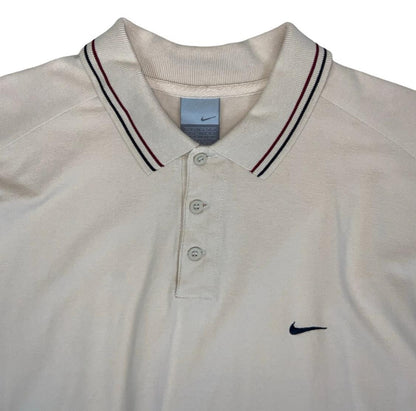 VTG 2000s NIKE BEIGE TAN CASUAL TWIN TIPPED POLO T-SHIRT XL