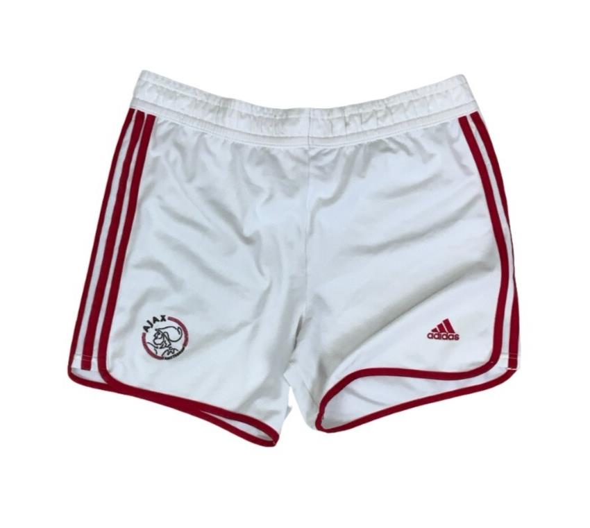 VTG ADIDAS AJAX 2000-2001 RED WHITE FOOTBALL HOME SHORTS MEDIUM