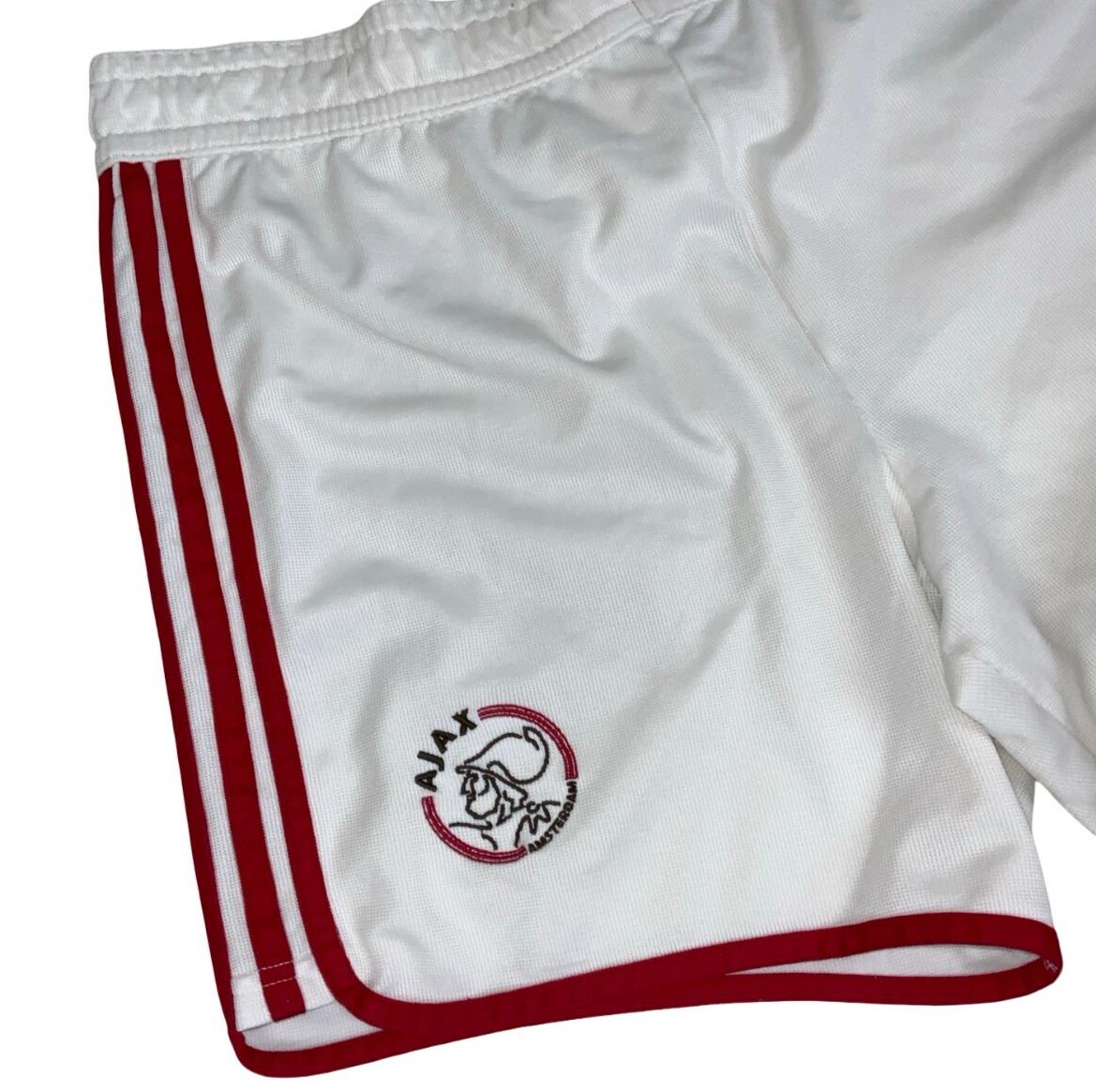 VTG ADIDAS AJAX 2000-2001 RED WHITE FOOTBALL HOME SHORTS MEDIUM