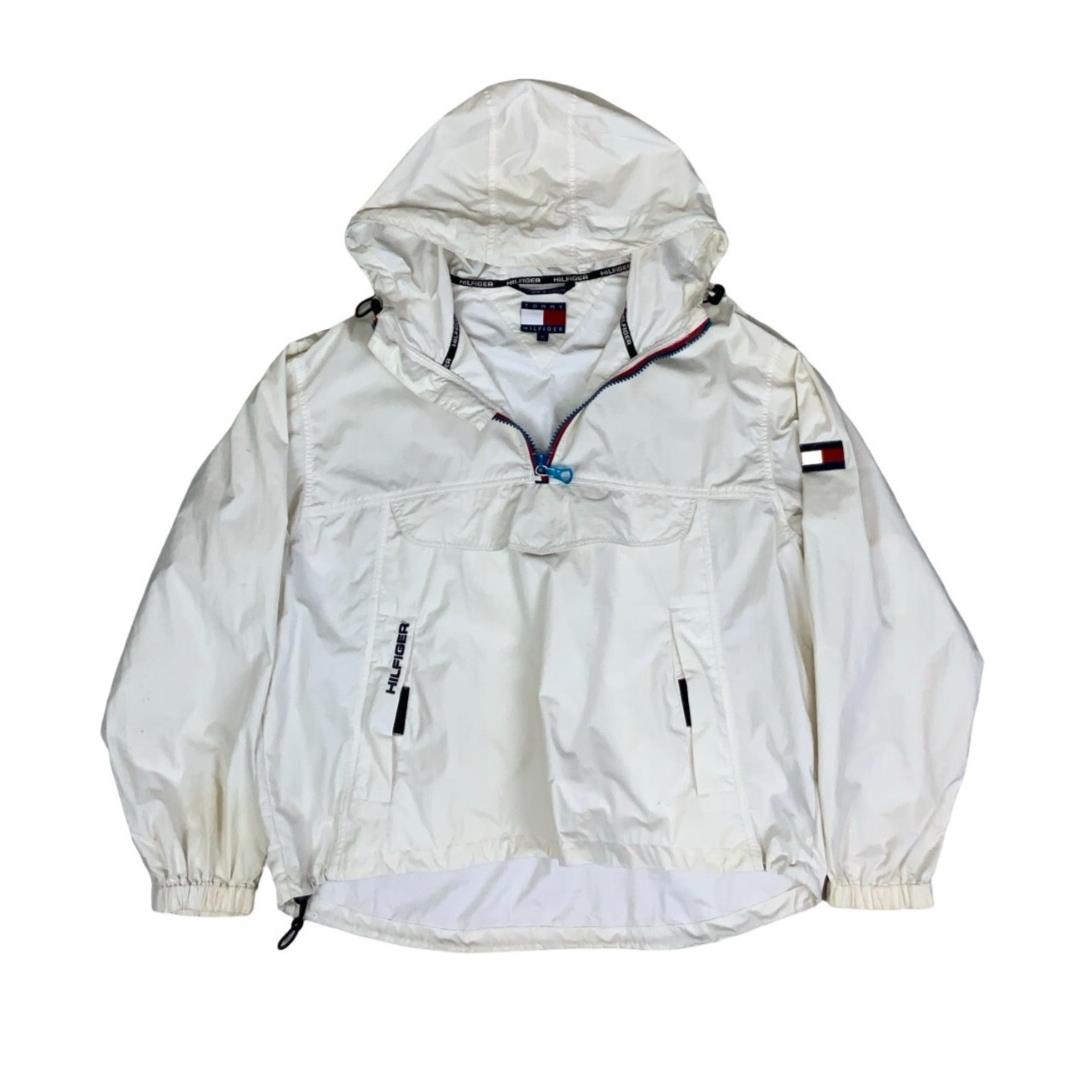 VTG 90S TOMMY HILFIGER WHITE PULLOVER WINDBREAKER X-LARGE