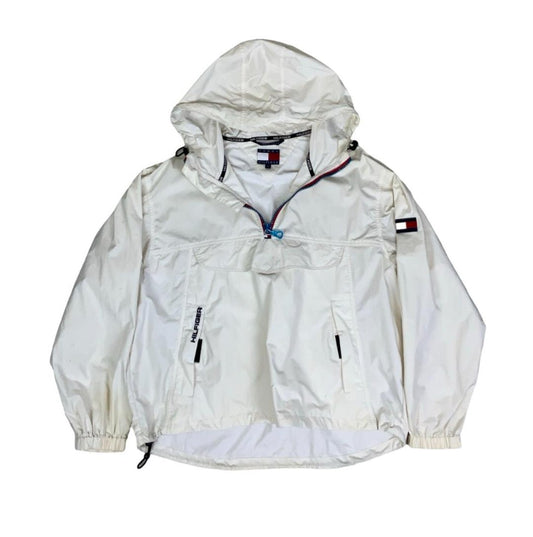 VTG 90S TOMMY HILFIGER WHITE PULLOVER WINDBREAKER X-LARGE