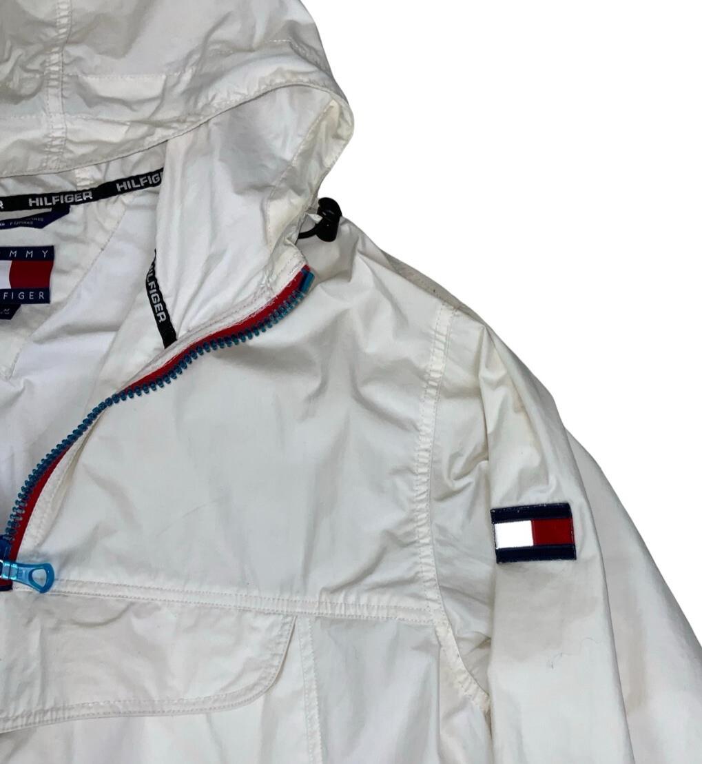 VTG 90S TOMMY HILFIGER WHITE PULLOVER WINDBREAKER X-LARGE