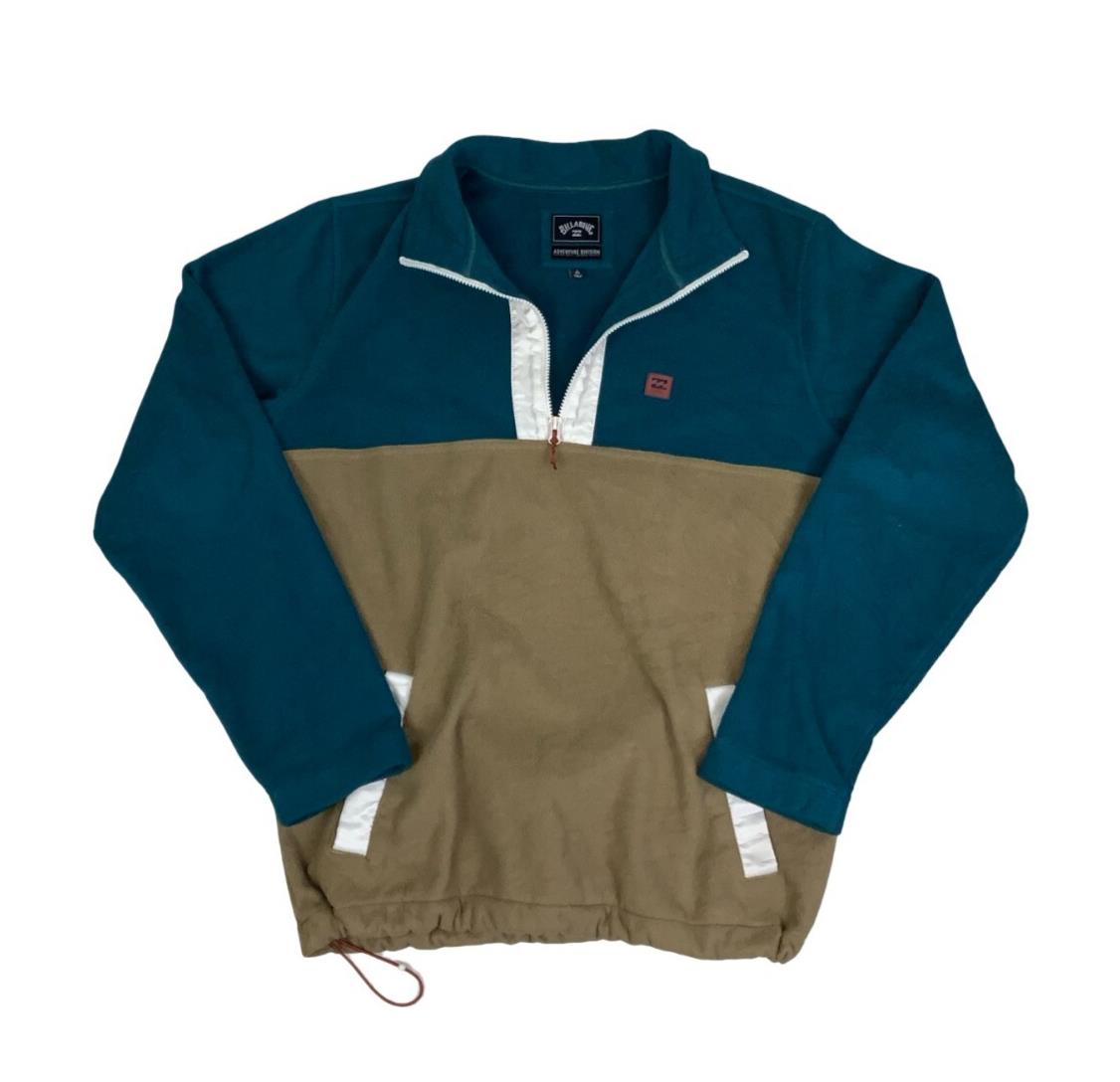 VTG BILLABONG ADVENTURE DIVISION TEAL BLUE BROWN PULLOVER FLEECE LARGE