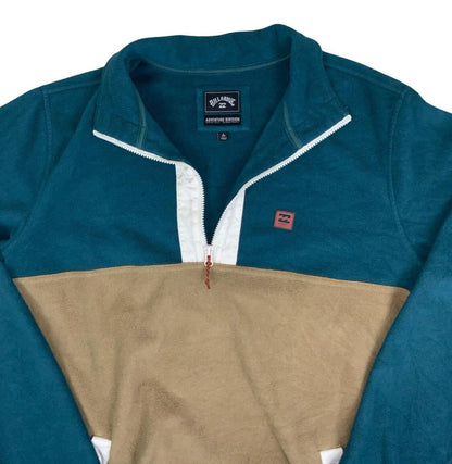 VTG BILLABONG ADVENTURE DIVISION TEAL BLUE BROWN PULLOVER FLEECE LARGE
