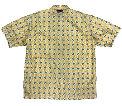 VTG 80S 90S TOMMY JEANS YELLOW BLUE LEMON SHORT SLEEVED SHIRT XL