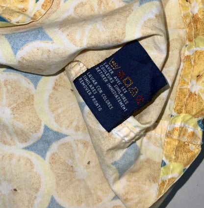 VTG 80S 90S TOMMY JEANS YELLOW BLUE LEMON SHORT SLEEVED SHIRT XL