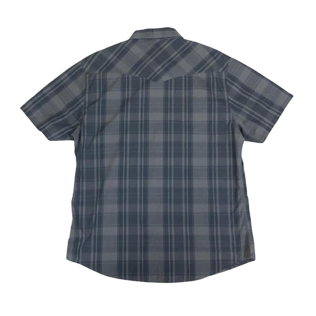 VTG 90S LEVI'S GREY CHECKED SHORT SLEEVED SNAP BUTTON SHIRT M
