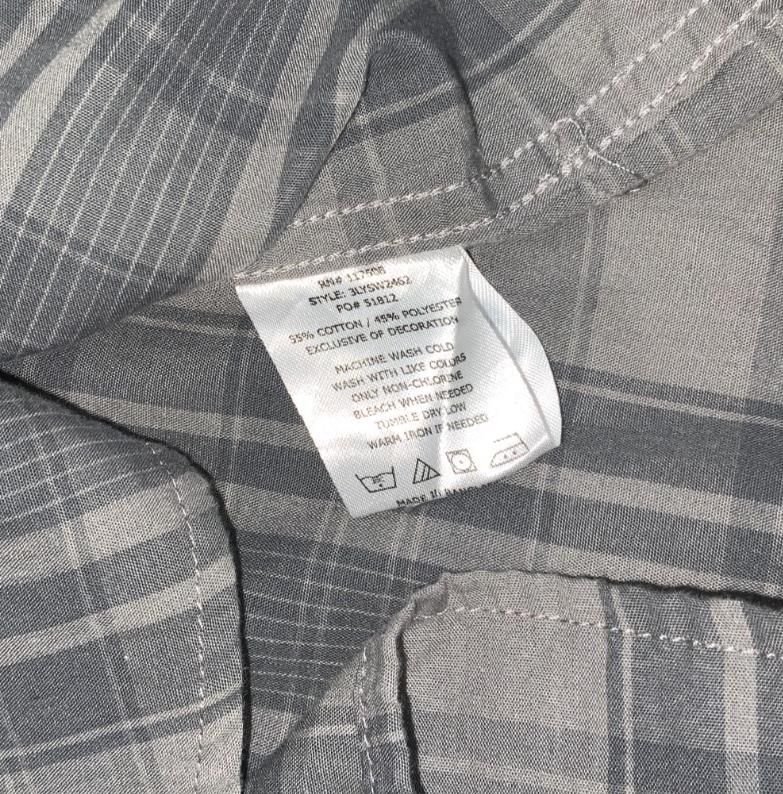 VTG 90S LEVI'S GREY CHECKED SHORT SLEEVED SNAP BUTTON SHIRT M
