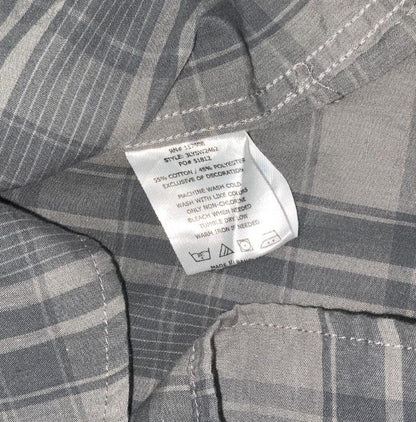 VTG 90S LEVI'S GREY CHECKED SHORT SLEEVED SNAP BUTTON SHIRT M