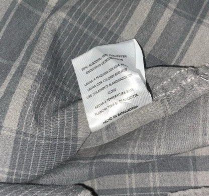 VTG 90S LEVI'S GREY CHECKED SHORT SLEEVED SNAP BUTTON SHIRT M