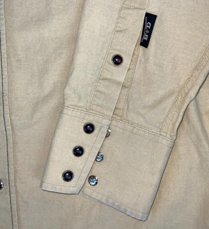 VTG 90S Y2K BROOKS & DUNN BROWN BEIGE WESTERN AZTEK LONG SLEEVED SHIRT M