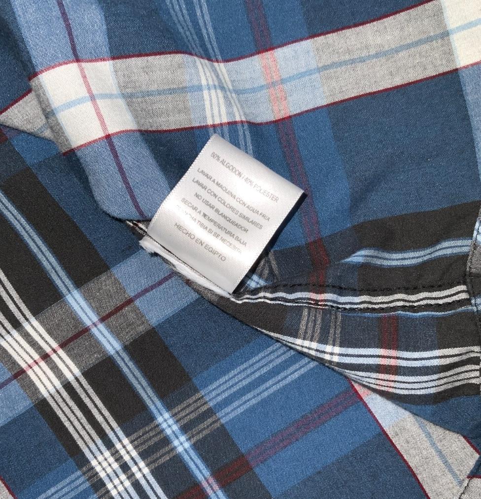 VTG 90S LEVI'S WESTERN BLUE GREY WHITE PLAID SHORT SLEEVED SHIRT M