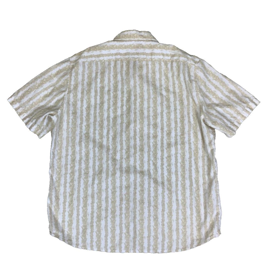 VTG 90S BOSS BEIGE BOTANICAL HAWAIIAN SHORT SLEEVED SHIRT XL