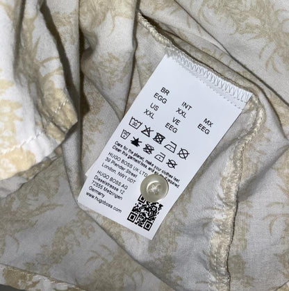 VTG 90S BOSS BEIGE BOTANICAL HAWAIIAN SHORT SLEEVED SHIRT XL