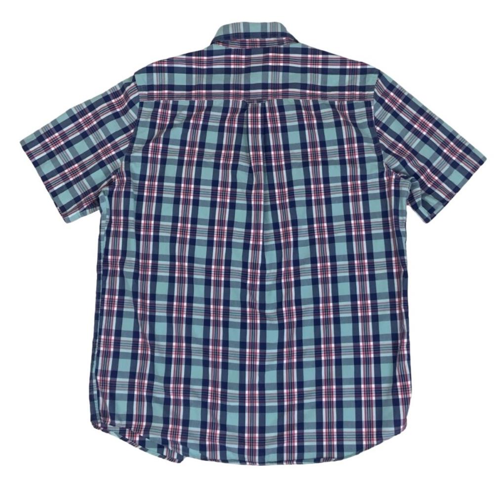 VTG 90S CHAPS BLUE RED PLAID SHORT SLEEVED BUTTON DOWN SHIRT LARGE