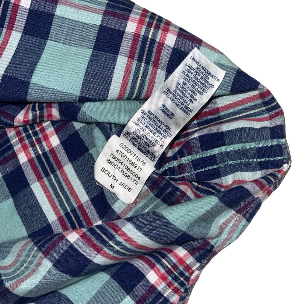 VTG 90S CHAPS BLUE RED PLAID SHORT SLEEVED BUTTON DOWN SHIRT LARGE