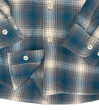 VTG 90S PENDLETON BLUE GREY WHITE GINGHAM LONG-SLEEVED SHIRT MEDIUM