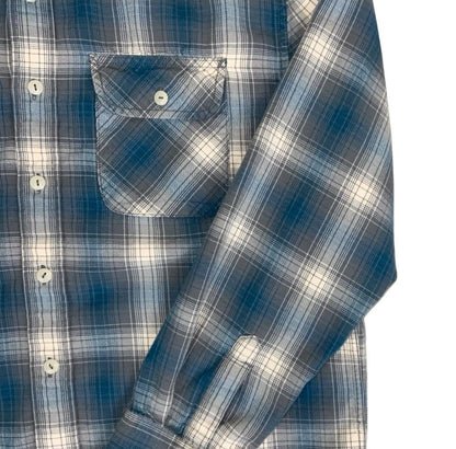 VTG 90S PENDLETON BLUE GREY WHITE GINGHAM LONG-SLEEVED SHIRT MEDIUM