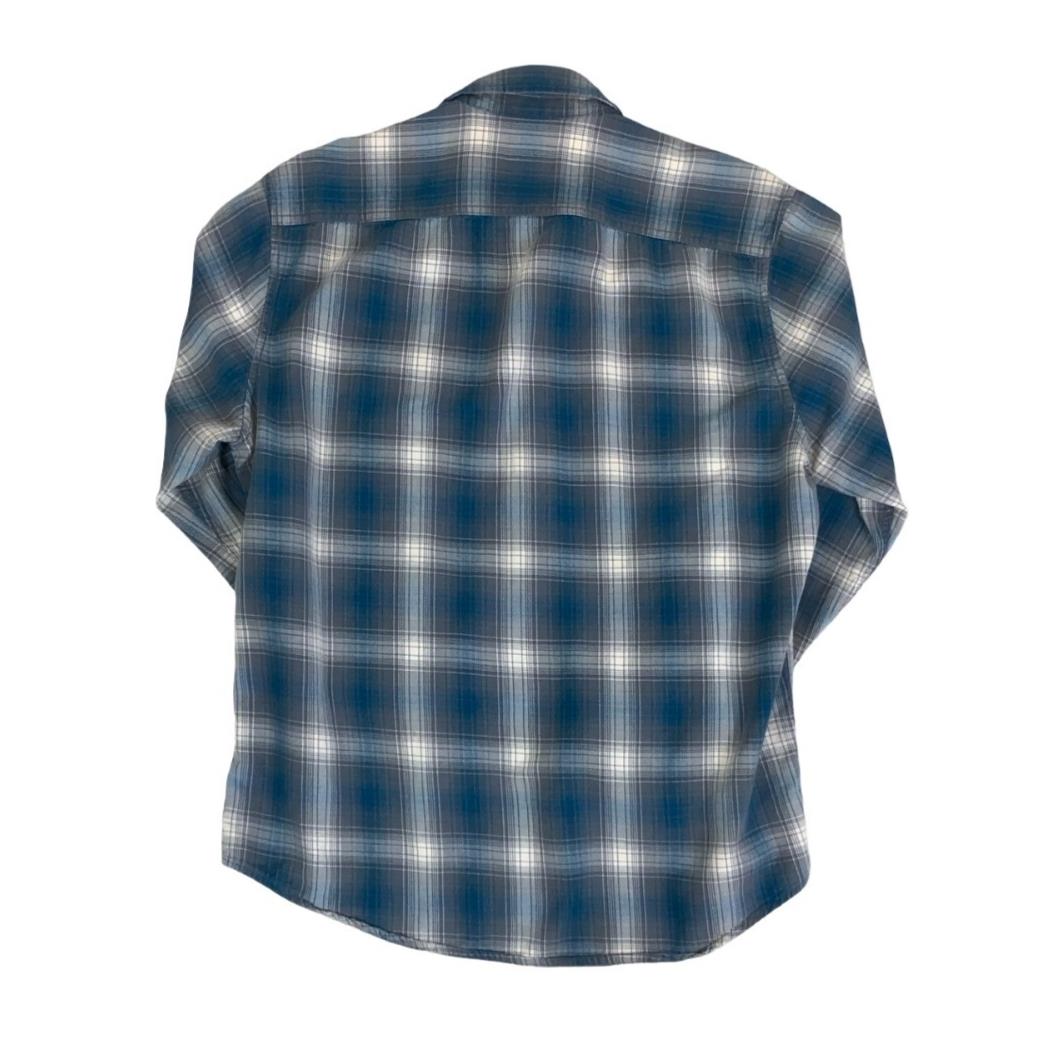 VTG 90S PENDLETON BLUE GREY WHITE GINGHAM LONG-SLEEVED SHIRT MEDIUM