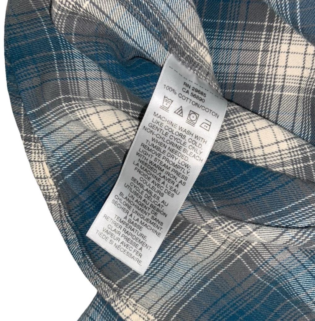 VTG 90S PENDLETON BLUE GREY WHITE GINGHAM LONG-SLEEVED SHIRT MEDIUM