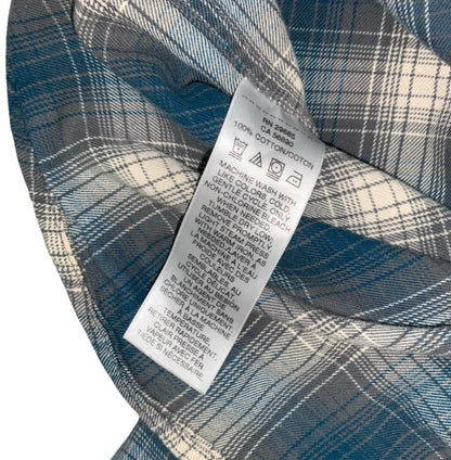 VTG 90S PENDLETON BLUE GREY WHITE GINGHAM LONG-SLEEVED SHIRT MEDIUM