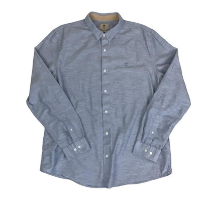 VTG 90S TIMBERLAND BLUE BUTTON-UP CASUAL LONG SLEEVED SHIRT 2XL