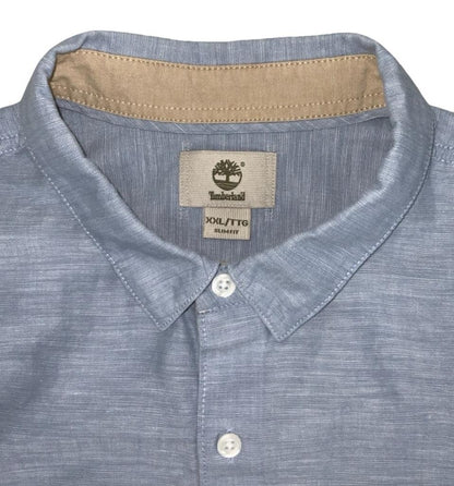 VTG 90S TIMBERLAND BLUE BUTTON-UP CASUAL LONG SLEEVED SHIRT 2XL