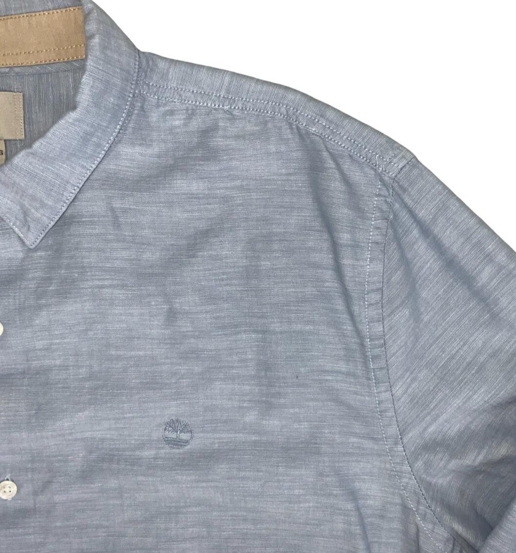 VTG 90S TIMBERLAND BLUE BUTTON-UP CASUAL LONG SLEEVED SHIRT 2XL