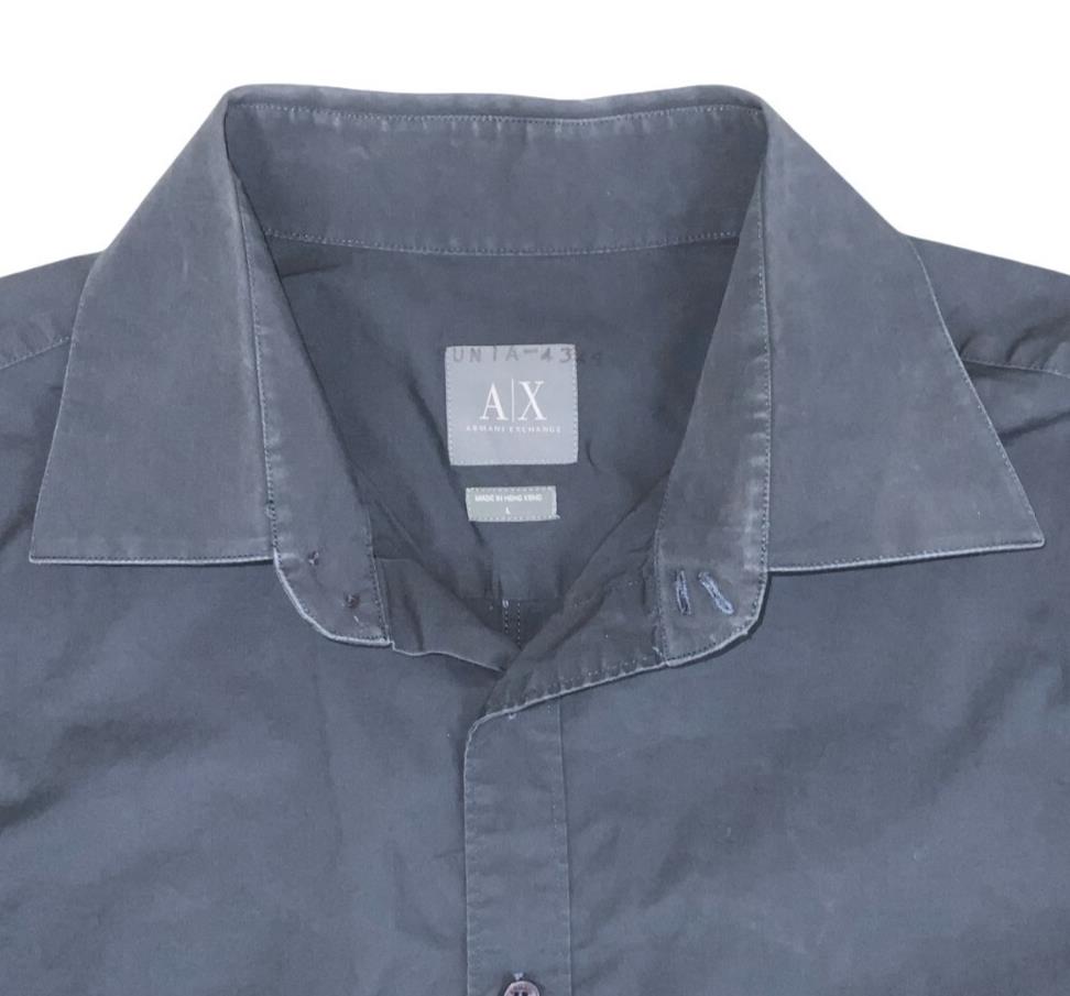 VTG ARMANI EXCHANGE BLACK FORMAL DESIGNER LONG SLEEVED SHIRT MEDIUM 41"