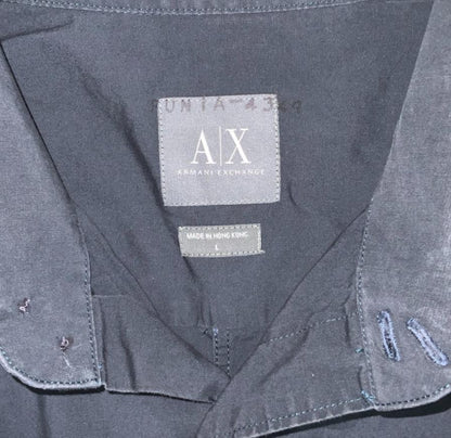 VTG ARMANI EXCHANGE BLACK FORMAL DESIGNER LONG SLEEVED SHIRT MEDIUM 41"