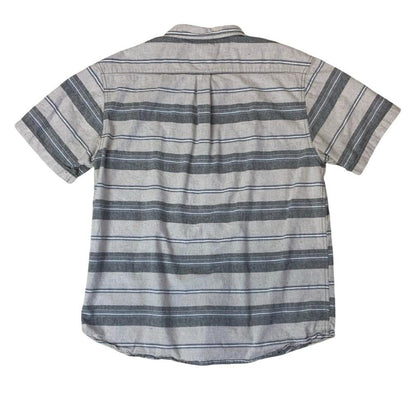 LEVI'S AUTHENTIC GREY BLUE STRIPE BUTTON-DOWN SHORT SLEEVE SHIRT LARGE 45"