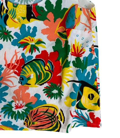 VTG 90S TROPICAL FISH COLOURFUL GRAPHIC OCEAN  TANK TOP BLOUSE SMALL 10
