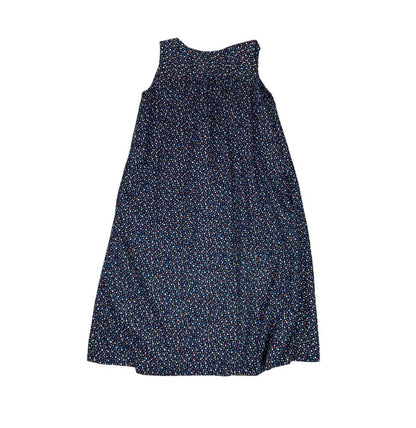 VTG BLUE APPLE PATTERN POLKA DOT SLEEVELESS CASUAL SUMMER DRESS S 10