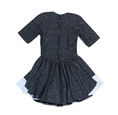 VTG 80S 90S MODA ITALIANA BLACK WHITE FLOWER MINI GRUNGE GOTHIC PIN-UP DRESS XS