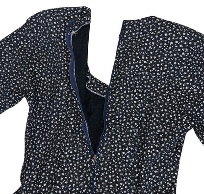 VTG 80S 90S MODA ITALIANA BLACK WHITE FLOWER MINI GRUNGE GOTHIC PIN-UP DRESS XS