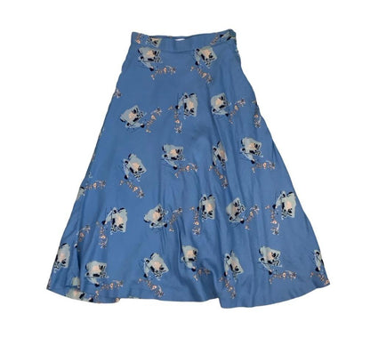 VTG LOUIS LONDON BLUE A-LINE SNOOKER GRAPHIC 'LE BILLARD' HIGH WAIST SKIRT 4