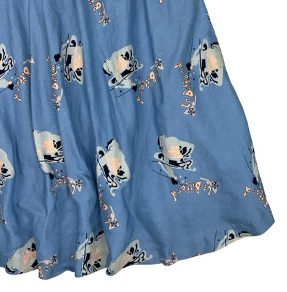 VTG LOUIS LONDON BLUE A-LINE SNOOKER GRAPHIC 'LE BILLARD' HIGH WAIST SKIRT 4
