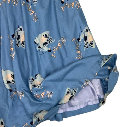 VTG LOUIS LONDON BLUE A-LINE SNOOKER GRAPHIC 'LE BILLARD' HIGH WAIST SKIRT 4