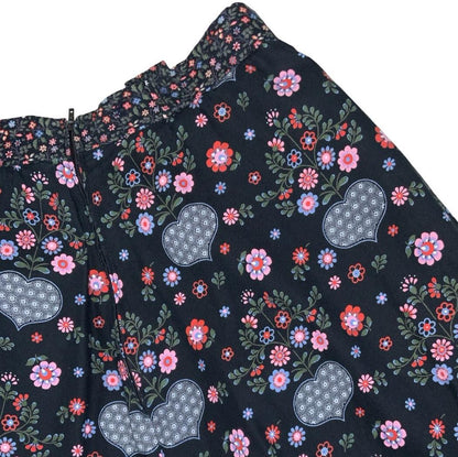 VTG 90s 'YESSICA'  by C&A FLORAL BLUE PINK TIERED PRAIRIE FOLK MIDI SKIRT S 8 10