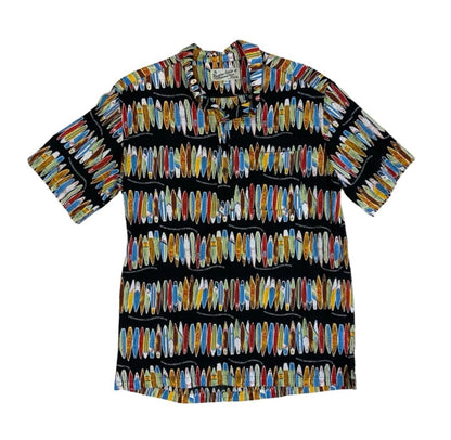 VTG PIKO HAWAIIAN LONGBOARD SMOCK ALOHA SHIRT RAYON TIKI ROCKABILLY M 40”
