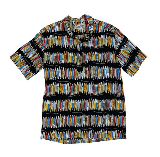 VTG PIKO HAWAIIAN LONGBOARD SMOCK ALOHA SHIRT RAYON TIKI ROCKABILLY M 40”